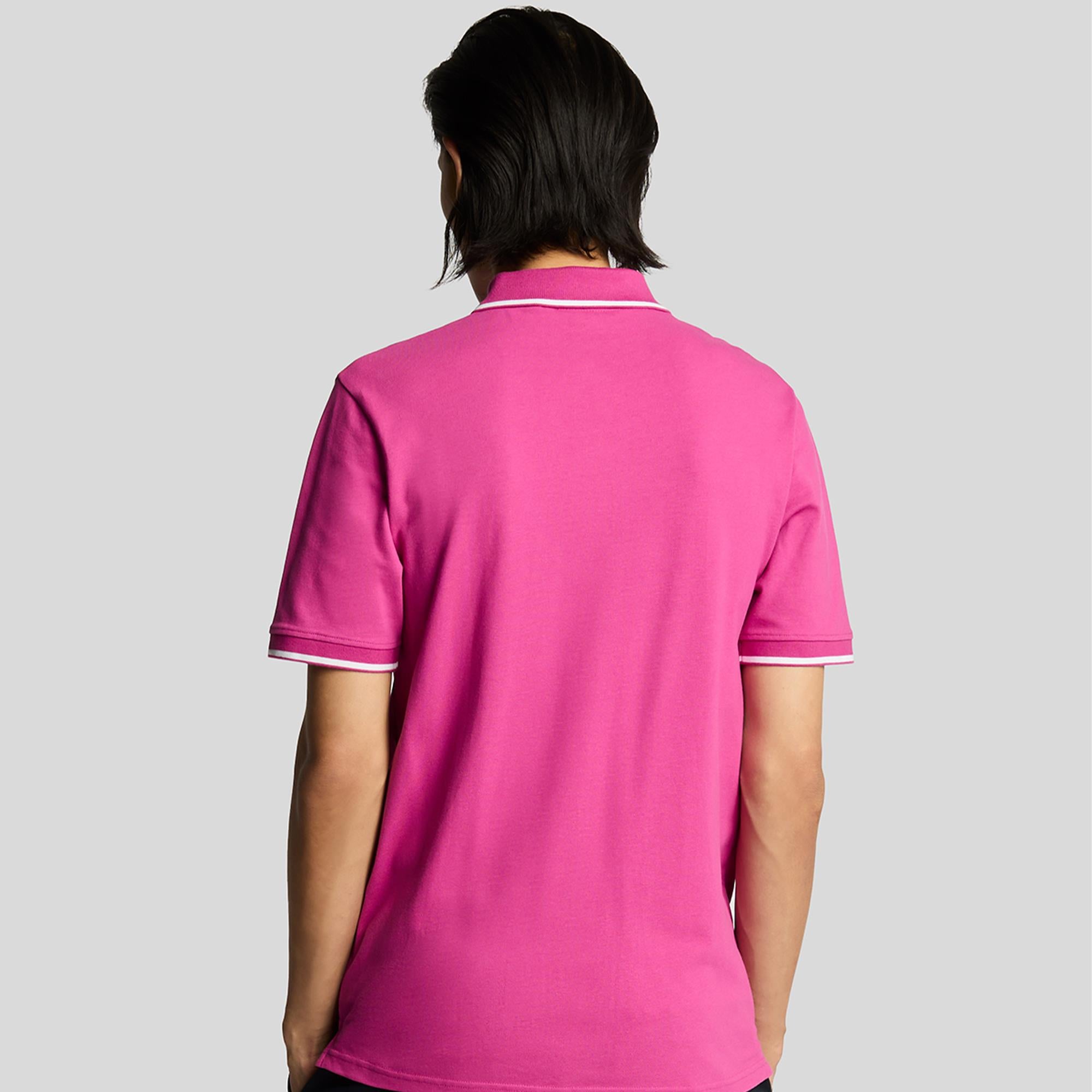 Lyle & Scott Tipped Mens Polo Shirt Fuschia/White